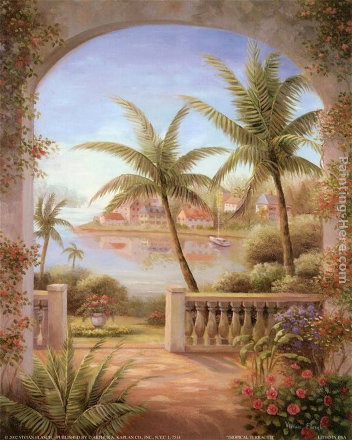 Vivian Flasch Tropical Terrace II Painting 50 off ArtExpress.ws